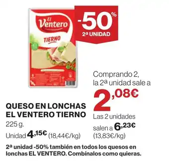 Supercor Queso en lonchas el ventero tierno oferta