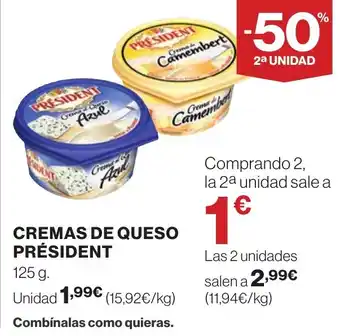 Supercor PRÉSIDENT Cremas de queso oferta