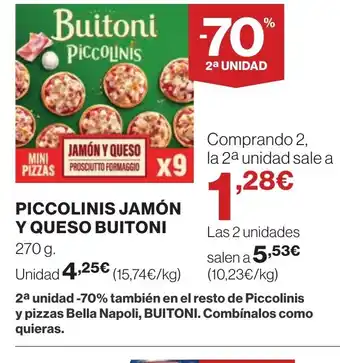 Supercor BUITONI Piccolinis jamón y queso oferta