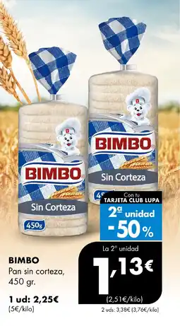 Supermercados Lupa BIMBO Pan sin corteza oferta