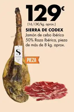 Supermercados Lupa SIERRA DE CODEX Jamón de cebo ibérico 50% Raza Ibérica oferta