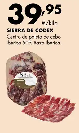 Supermercados Lupa SIERRA DE CODEX Centro de paleta de cebo ibérica 50% Raza Ibérica oferta