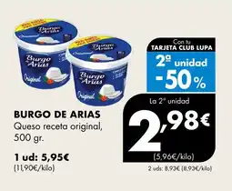 Supermercados Lupa BURGO DE ARIAS Queso receta original oferta