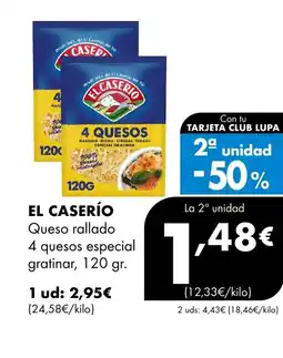 Supermercados Lupa EL CASERIO Queso rallado quesos especial gratinar oferta