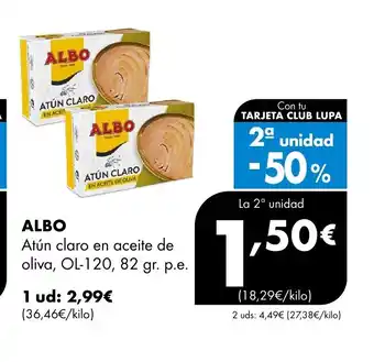 Supermercados Lupa ALBO Atún claro en aceite de oliva oferta