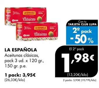 Supermercados Lupa LA ESPAÑOLA Aceitunas clásicas oferta