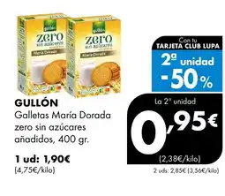 Supermercados Lupa GULLÓN Galletas María Dorada zero sin azúcares añadidos oferta