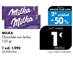 Supermercados Lupa MILKA Chocolate con leche oferta