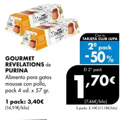 Supermercados Lupa GOURMET REVELATIONS de PURINA Alimento para gatos mousse con pollo oferta