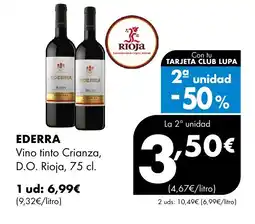 Supermercados Lupa EDERRA Vino tinto Crianza, D.O. Rioja oferta