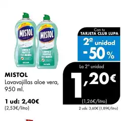 Supermercados Lupa MISTOL Lavavajillas aloe vera oferta