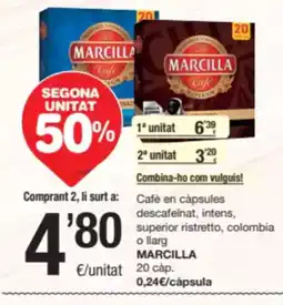 SPAR Fragadis MARCILLA Cafè en capsules descafeinat, intens, superior ristretto, colombia o llarg oferta