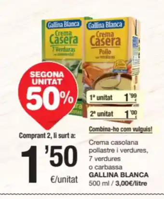 SPAR Fragadis GALLINA BLANCA Crema casolana pollastre i verdures, 7 verdures o carbassa oferta