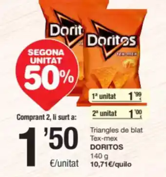 SPAR Fragadis DORITOS Triangles de blat Tex-mex oferta