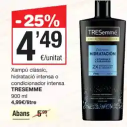 SPAR Fragadis TRESEMME Xampú clàssic, hidratació intensa o condicionador intensa oferta