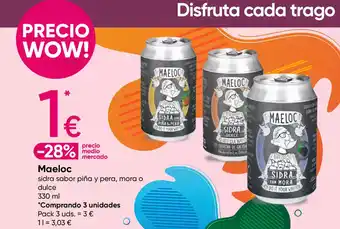 Pepco MAELOC sidra sabor piña y pera, mora o dulce oferta