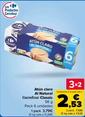 Carrefour Atún claro Al Natural Carrefour Classic oferta