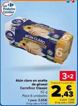 Carrefour Atún claro en aceite de girasol Carrefour Classic oferta