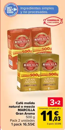 Carrefour MARCILLA Café molido natural o mezcla Gran Aroma oferta