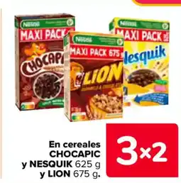 Carrefour En cereales CHOCAPIC y NESQUIK 625 g y LION oferta