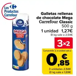 Carrefour Galletas rellenas de chocolate Mega Carrefour Classic oferta