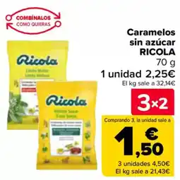 Carrefour RICOLA Caramelos sin azúcar oferta