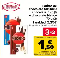 Carrefour MIKADO Palitos de chocolate chocolate o chocolate blanco oferta