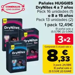 Carrefour HUGGIES Pañales DryNites 4 a 7 años oferta
