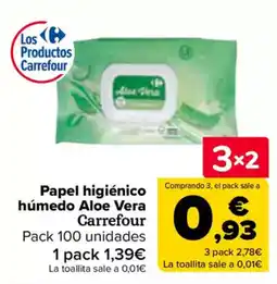 Carrefour Papel higiénico húmedo Aloe Vera Carrefour oferta