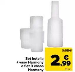 Carrefour Set botella + vaso Harmony o Set 3 vasos Harmony oferta