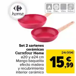 Carrefour Set 2 sartenes cerámicas Carrefour Home oferta