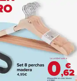 Carrefour Set 8 perchas madera oferta