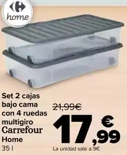 Carrefour Set 2 cajas bajo cama con 4 ruedas multigiro Carrefour Home oferta