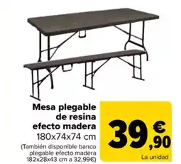 Carrefour Mesa plegable de resina efecto madera oferta