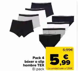 Carrefour Pack 4 bóxer o slip hombre tex oferta