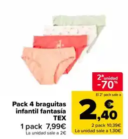 Carrefour Pack 4 braguitas infantil fantasía tex oferta