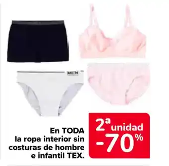 Carrefour En toda la ropa interior sin costuras de hombre e infantil tex. oferta