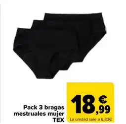 Carrefour Pack 3 bragas mestruales mujer tex oferta