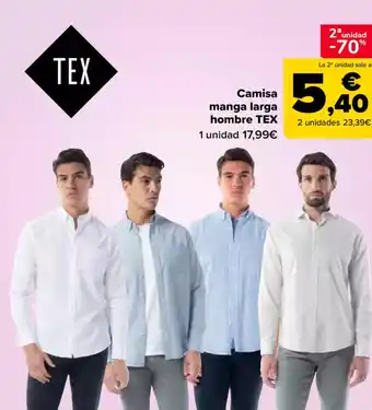 Carrefour TEX Camisa manga larga hombre oferta