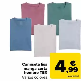 Carrefour TEX Camiseta lisa manga corta hombre oferta