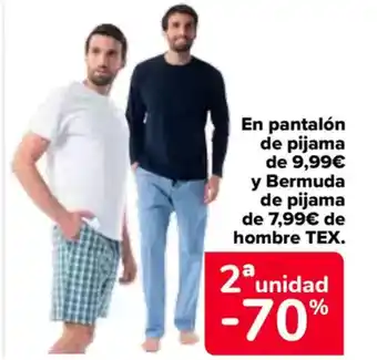 Carrefour TEX En pantalón de pijama de y Bermuda de pijama de hombre oferta