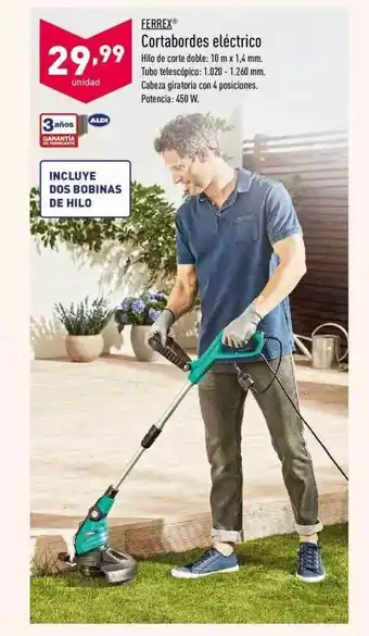 ALDI Ferrex Cortabordes Elétrico 10 m x 1.4 mm, 450 W oferta