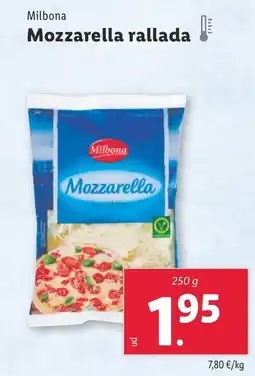 Lidl MILBONA Mozzarella rallada oferta