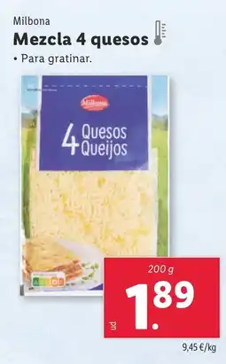 Lidl MILBONA Mezcla 4 quesos oferta