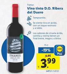 Lidl Vino tinto D.O. Ribera del Duero oferta