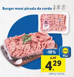 Lidl Burger meat picada de cerdo oferta