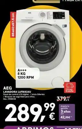 Worten 85x60x57,5 cm a+++ 8 kg 1200 rpm aeg lavadora l6fb1824u panel de control lcd digital. /inicio diferido /bloqueo de segurida oferta