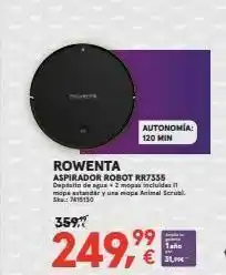 Worten Autonomía 120 min rowenta aspirador robot rr7535 deptalta de agua. 2 meg include mapa standar y una mops animal scrub ska: 1 oferta