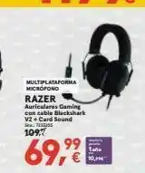 Worten Multiplataforma micrófond razer auriculares gaming con cable blackshark v2.card sound 109,7 99 oferta
