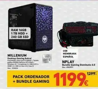 Worten Ram 16gb 1 tb hdd + 240 gb ssd cores millenium desktop gaming reksal procesador tel core i5 idf / twist grica geforce atx 5 oferta